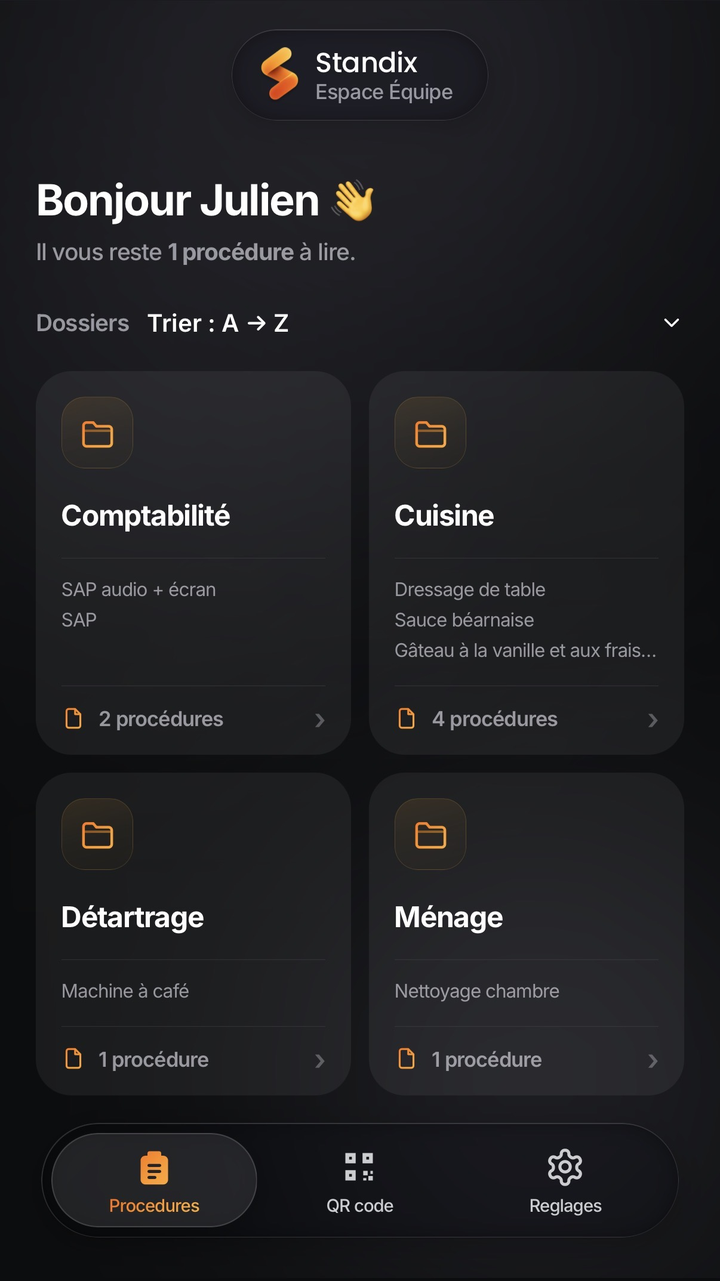 L'accueil de l'espace Équipe de Standix
